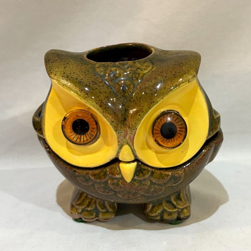 Ceramic Owl Votive Candle Holder Fairy Light Handcrafted LUV Conroe Texas